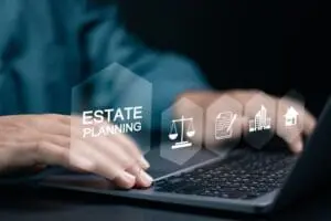 Concept image of person working on a keyboard on the importance of estate planning